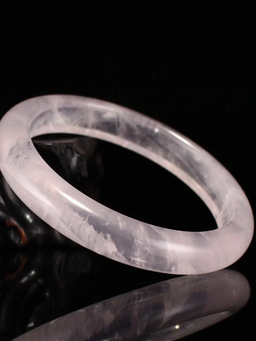 Natural Rose Quartz Bangle 44.96g 60mm ID Mozambique Pink Gemstone Crystal Cert